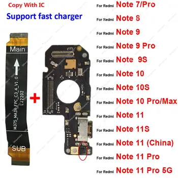 USB Įkrovimas, Doko jungtis Įkrovikliui Valdybos Motininės Plokštės Flex Kabelis Xiaomi Redmi Pastaba 7 8 9 10 11 Pro Max Pastaba 9S 10S 11S