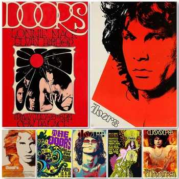 Retro Roko grupės Plakatą, Durų Jim Morrison Roko Muzika, Gitara, Plakatai, Drobė, Tapyba Sienos Meno Kambarį Namų Dekoro