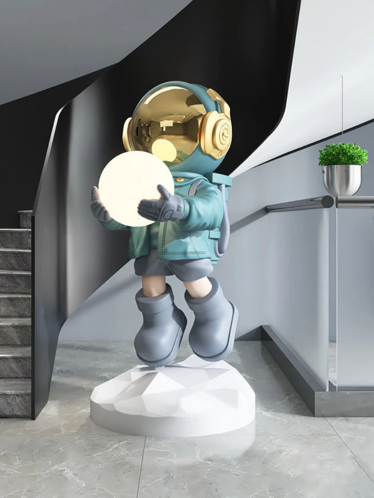 Šiuolaikinio Meno Namų Dekoro Astronautas Statula Dervos Amatų, Mados Skulptūrų Kūrybos Koridoriaus Šviesos Patalpų Grindų Apdailai Papuošalai