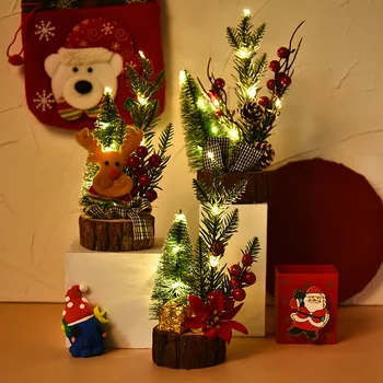 Stalo Mini Kalėdų eglutę Rinkinys su LED Light , Star Treetop,Papuošalų Kamuolius ir Pušies Kankorėžių,Geriausia 