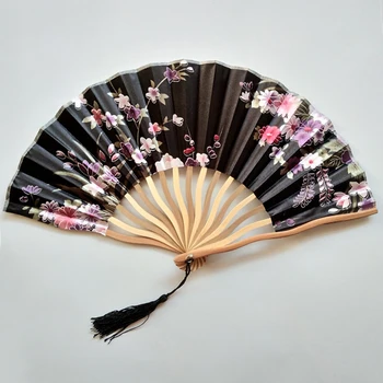 Kinų Stiliaus Rankinių Gerbėjų Asmeninį Modelis Šilko, Bambuko Lankstymo Gerbėjai Nešiojamą Vestuvių Vertus, Ventiliatorius Kietas Bambukas Gėlė Ventiliatorius