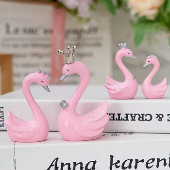 Crown Baltoji Gulbė Black Swan Darbalaukio Spinta Papuošalai Pink Flamingo Dervos Tortas Dekoro Mergaičių Naudai Gimtadienio Dovanos Vestuvių Dekoras
