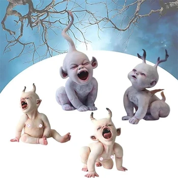 Derva Zombie Kūdikių Lėlės Baisu Kūdikių Dervos Statulėlės Ornamentu Kolekcijos Modelis Haunted Helovinas Dekoro Rekvizitai Prekių Darbalaukio Dekoras