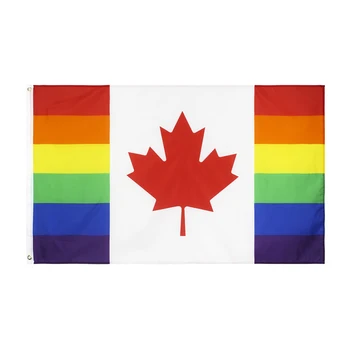 FLAGDOM 3x5Fts 90X150cm LGBT Vaivorykštė Kanados Gėjų Vėliava, Kanada Apdaila