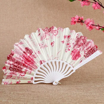 Plastikinės Sulankstomos Ventiliatorius Kinijos Retro Stiliaus Gėlių Paprastas Dažymas Minkštas Dirbtiniais Šilko Ventiliatorius Nešiojamą Vestuves Ponios Amatų Medžiaga Ventiliatorius
