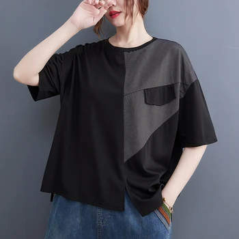 2022 Naujas Korėja Dizaino Kratinys Dryžuotas Neteisėta Gatvės Mados Vasaros T Marškinėliai Topai Prarasti Moterų Atsitiktinis marškinėliai Tees