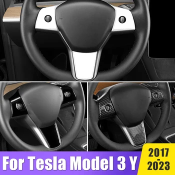 Už Tesla Model 3 Y 2017 2018 2019 2020 2021 2022 2023 Anglies Pluošto Automobilio Vairas Mygtuką Padengti Apdailos Lipdukai Priedai